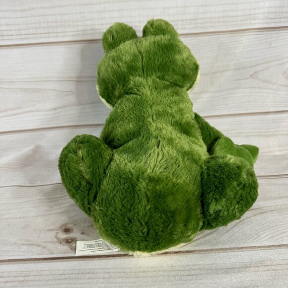 Toys R Us Plush Frog Stuffed Animal Green & Yellow Soft 2016 - 13" Long - Picture 3 of 4